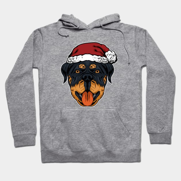 dog Rottweiler dog santa Christmas Hoodie by wahyuart21